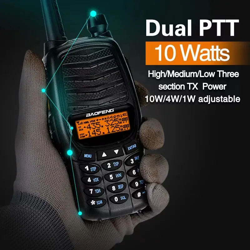 Baofeng UV-X10 15W Walkie Talkie Radio bidireccional de larga distancia Cargador USB de doble banda Actualización de alta potencia Logística de hotel