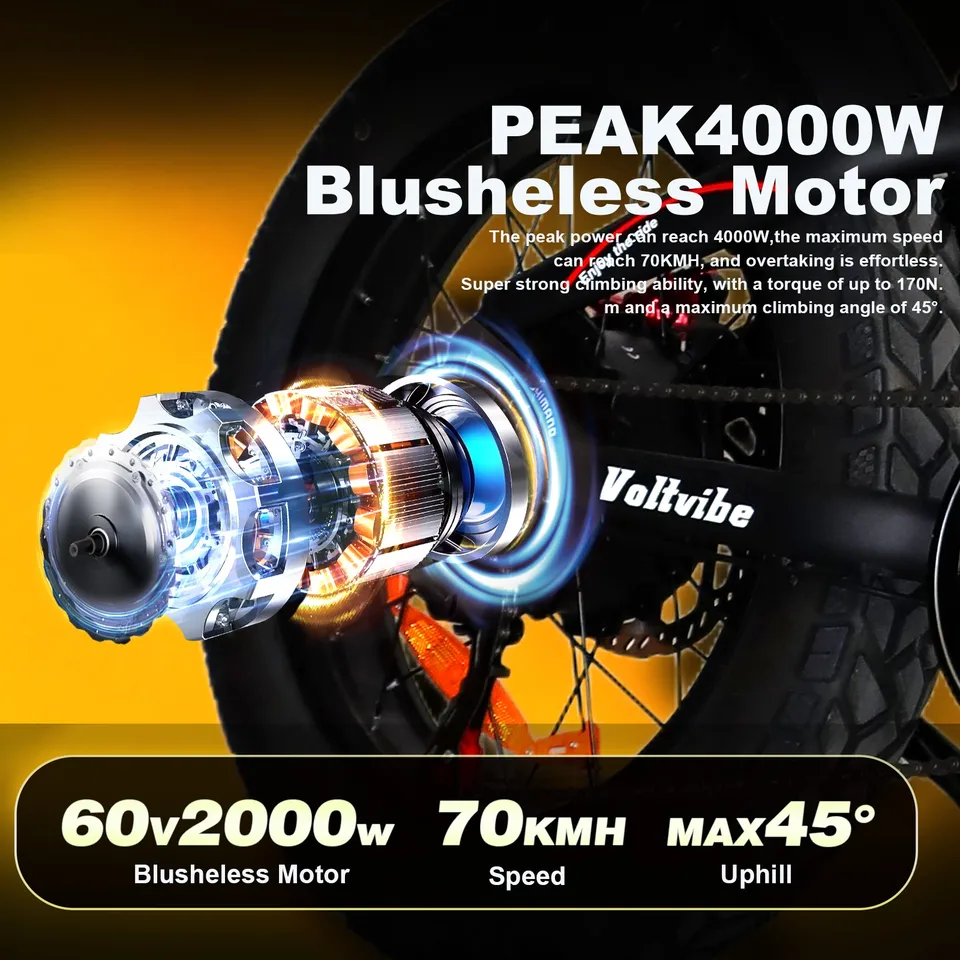 BAOLUJIE M2 2000W Moto E-Bike,Adult Electric Bike，60V25AH Battery，Electric Motorbicycle,Max Speed 45 MPH,UL2849【1 Year Warranty】 image 4