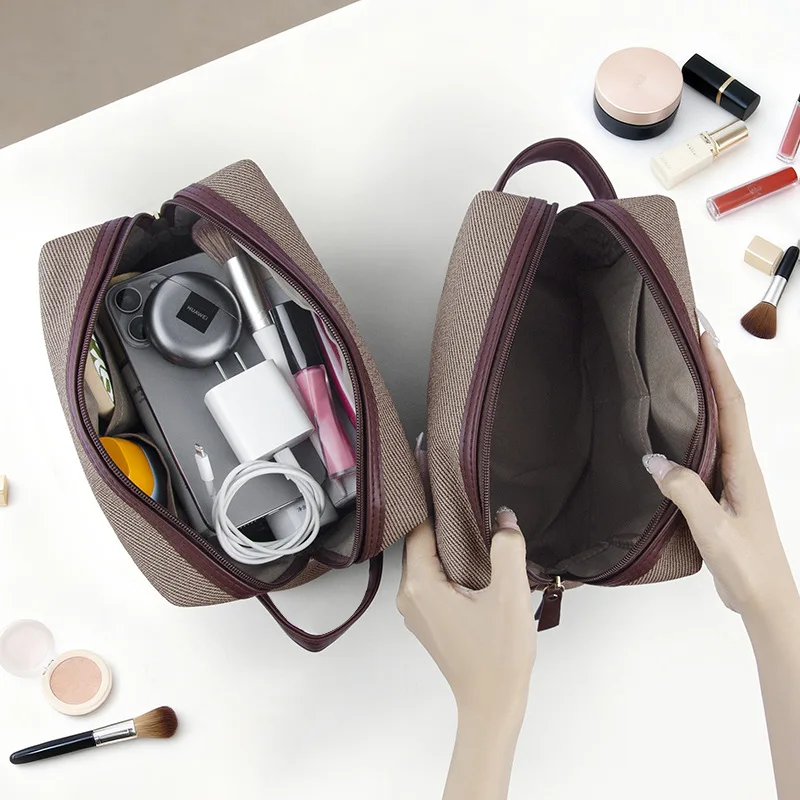 

Новая дорожная косметичка большой емкости из искусственной кожи, модная портативная многофункциональная косметичка, водонепроницаемая сумка для хранения туалетных принадлежностей