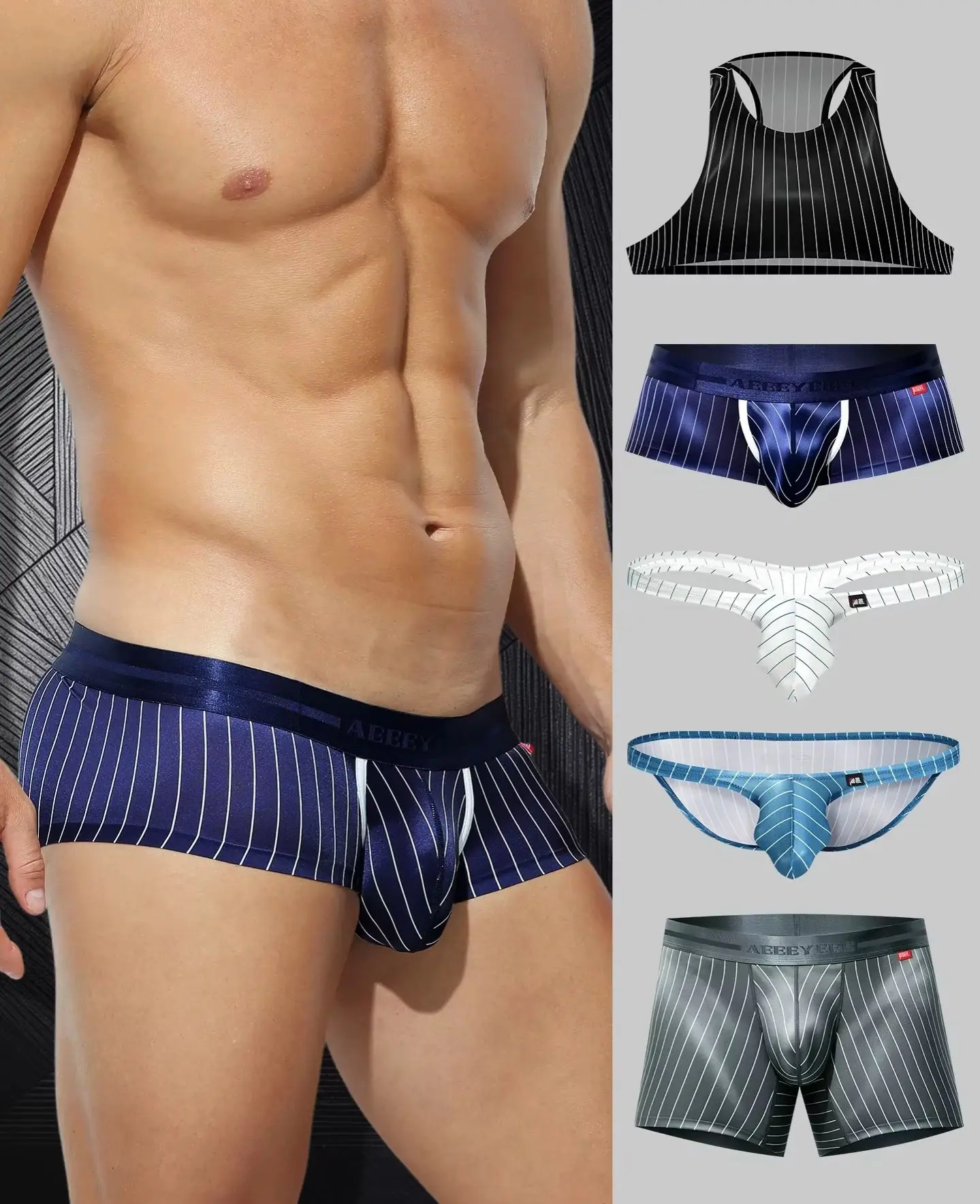 Men's Hot Underwear Home Stripes Boxer Quick Dry Breathable Shorts Running Hiking Gym Yoga Sport Pants