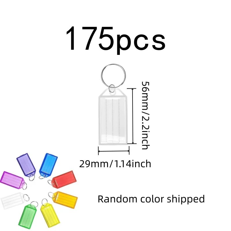 175 pcs Key Identification Tags for Home Key Sorting, Random Color Assortment, Clear Writing Space, Multipurpose