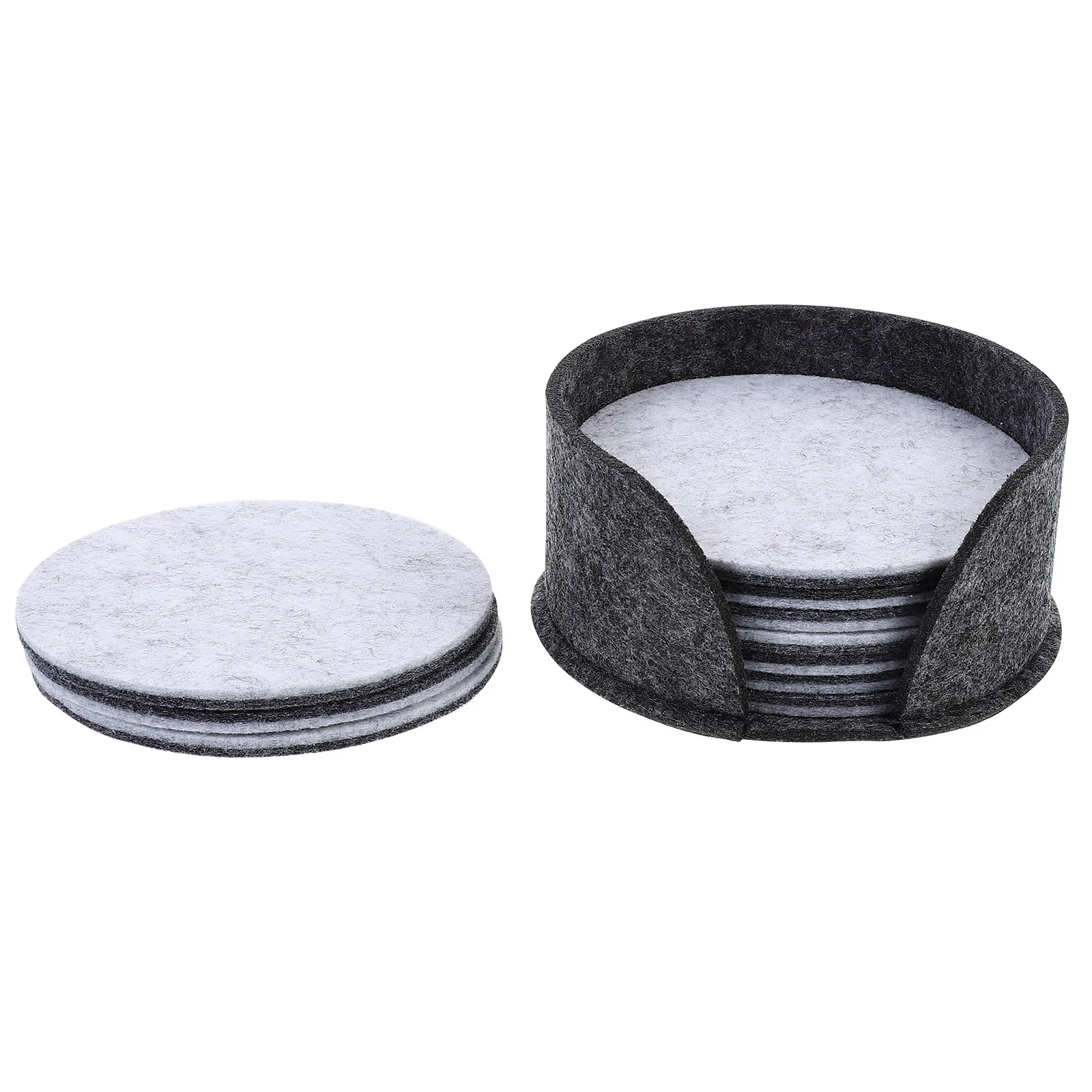 10Pcs Round Felt Cup Coasters Set Premium Anti-Slip Heat Insulation Coasters for Teacup Glass Jar Plate Desk Protection Black