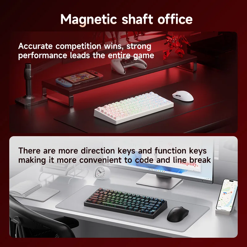 Jet 75 Hall Effect Magnetic Switch Gaming Keyboard Topographic Keycaps Kailh Magnetic God Switch Customized Hot Swappable  k870t