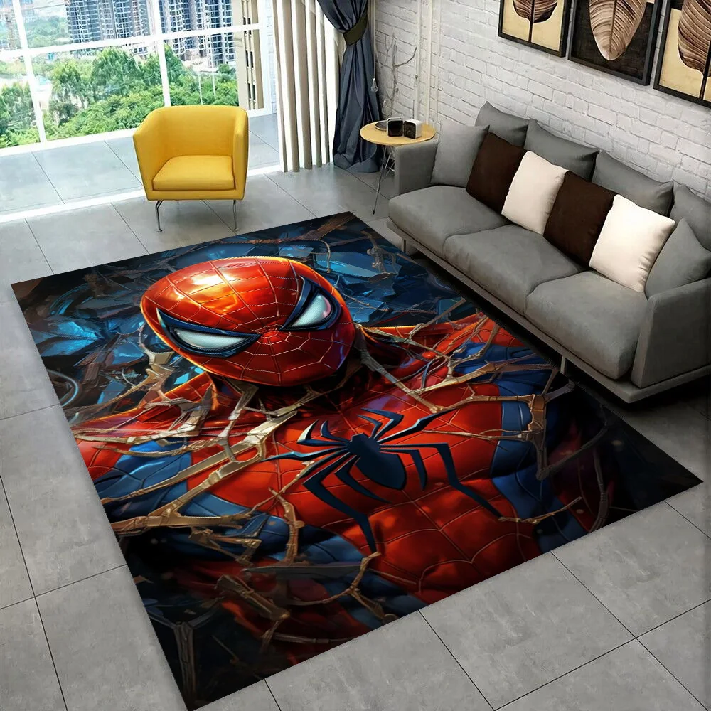 2025 New Cartoon Marvel Spider Man Superhero Rug Carpet for Living Room Bedroom Decor,Floor Mat Non-slip for Sofa Doormat Kids