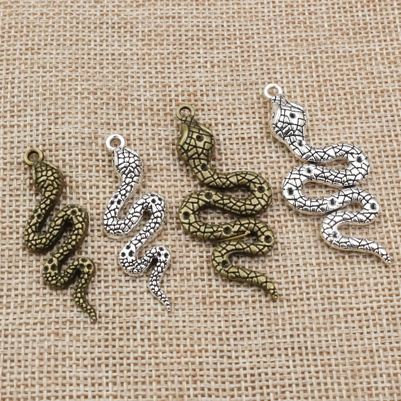 5pcs Antique Silver Color Bronze Snake Charms Pendant DIY Handmade Jewelry Making Accessories Findings for Necklace Bracelet