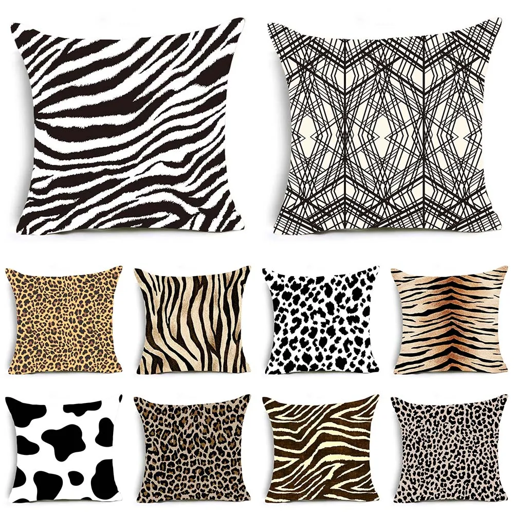 Animal Leopard Snake Zebra Tiger Print Pattern Cushion Cover Home Living Room Sofa Decoration Square Pillow