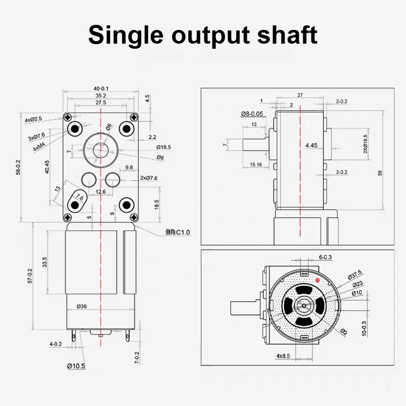 5840-555 فرشاة المغناطيس الدائم محرك تباطؤ تيار مستمر 12V24V دودة توربو منخفضة السرعة قابلة للتعديل عزم دوران كبير قفل ذاتي