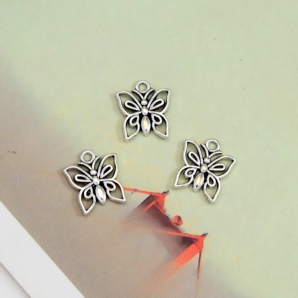 30pcs/lot--14x12mm Mini Butterflies Insects Charms Pendants For Diy Jewelry Making Supplies Accessories Wholesale Bulk Items