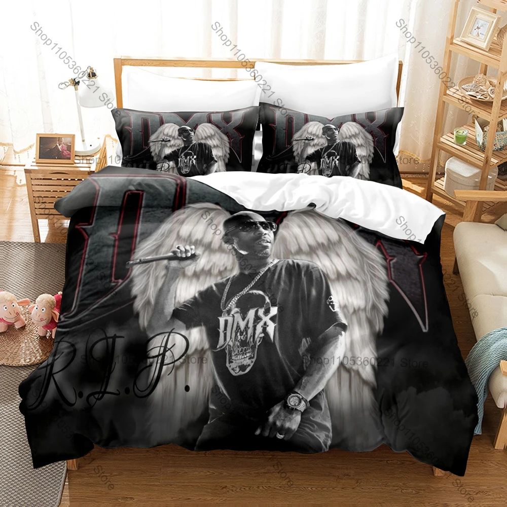RIP DMX Duvet Cover + 2 Pillowcases, Hip Hop Legend Memorial Print Bedding Set Fans Unique Memorial Design Bedroom Bedding Set