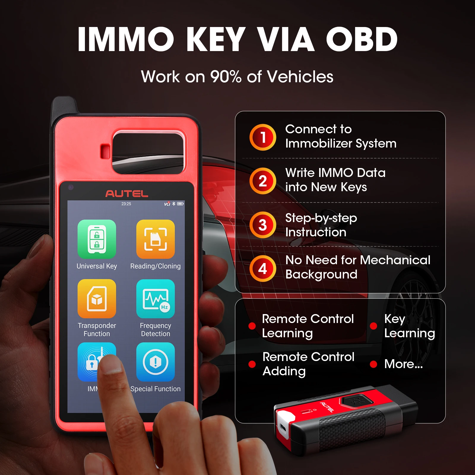 Autel MaxiIM KM100E KM100X Key Programmer Free Update Immobilizer Key Fob Programming Tool 60S Key Generation Transponder Chip