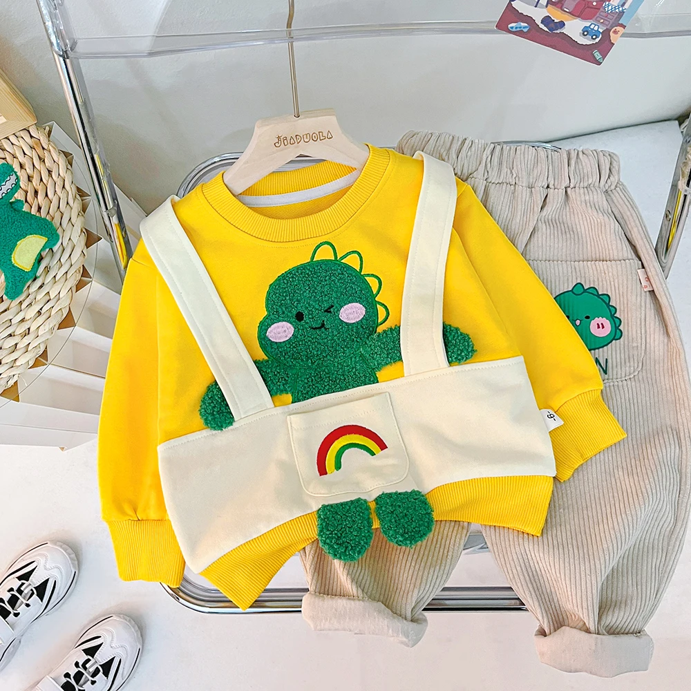 2023 Autumn Baby Girls Boys Clothing Sets Children T Shirt Pants Cartoon Infant Clothes Outfits Kids Casual Sportswear 0-4 Years