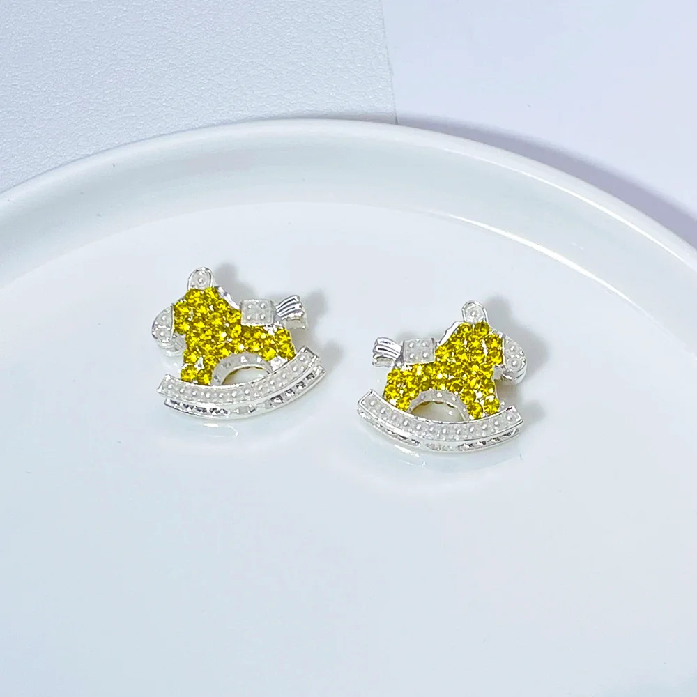 Cordial Design 30 Uds. Accesorios de joyería de 19*20MM/hechos a mano/cuentas de aleación de lujo DIY/efecto de diamantes de imitación/forma de caballo balancín # 18667