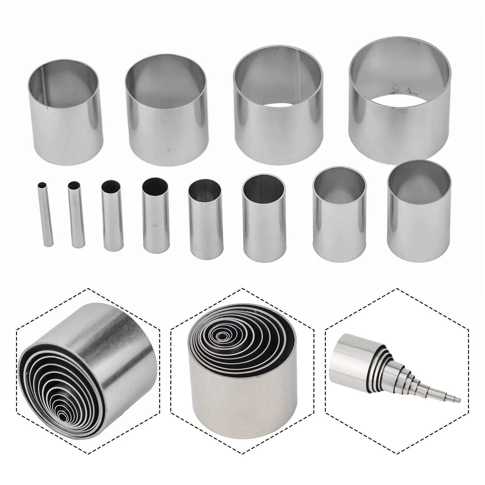 Convenient and Easy to Store Hole Hollow Punch Cutter Set, 12 Sizes, Made of Stainless Steel, Great for Various Craft Projects