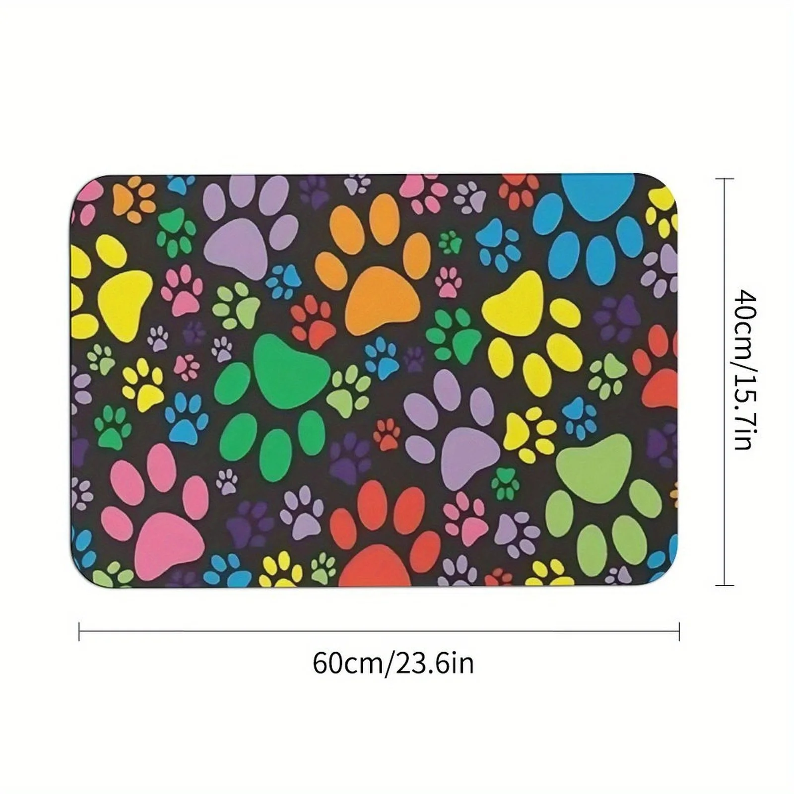 Colorful Paw Print Doormat - Anti-Slip, Durable Home Decor Mat for Pet Lovers, 60x40cm, Perfect Gift, Fun Design