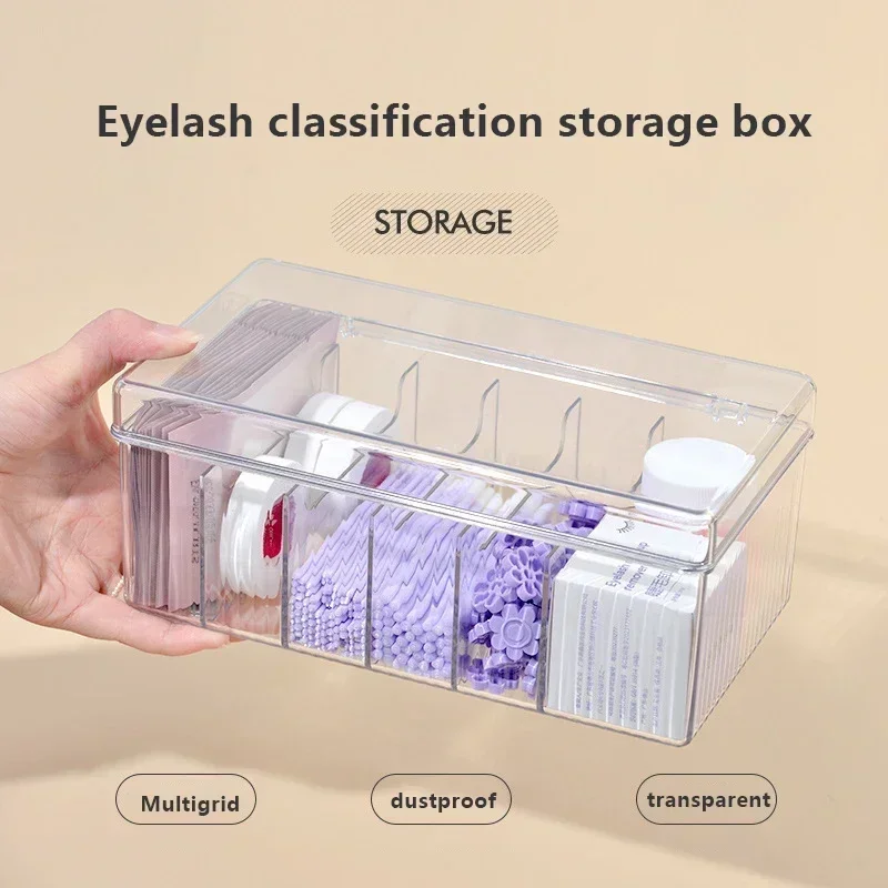 Caja de almacenamiento de herramientas de pestañas de gran capacidad, estuche de pinzas de extensión de pestañas, caja de almacenamiento de herramientas de maquillaje cosmético, accesorios de pestañas