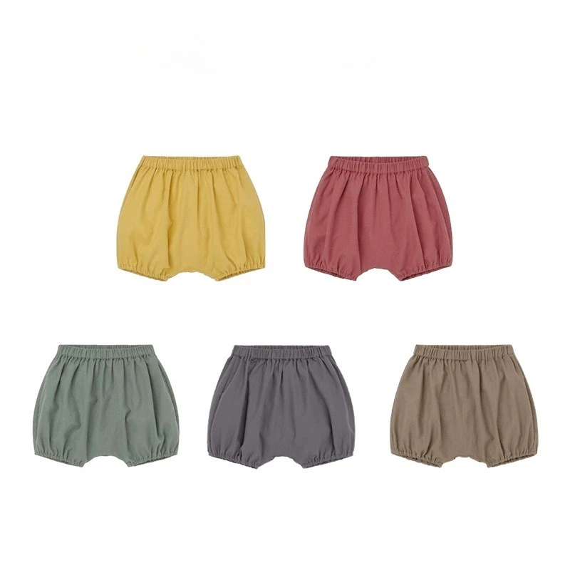 Summer Baby Shorts Boy Girl Pants Cotton Bloomers Baby Shorts Soft Skin-Friendly Costume Solid Color Casual Pants Infant Outfit