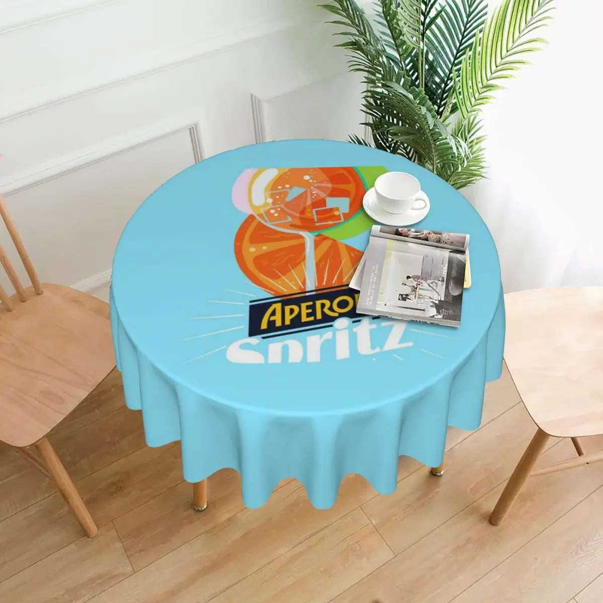 

Aperol Orange Spritz Waterproof Round Tablecloth Oilproof Table Cloth for Kitchen Events Dining Table Cover 60 inches