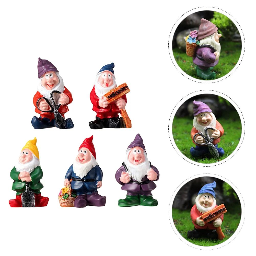 

5 Pcs Micro Landscape Ornament Lovely Resin Dwarf Miniature Figurines Garden Decorations Crafts Synthetic Models