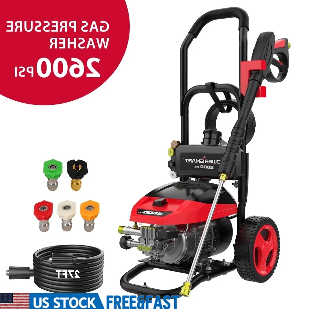 

2600PSI Electric Pressure Washer 1.2GPM Brushless Motor Adjustable Nozzle Soap Bottle Safety Lock Lightweight Design 27FT Hose