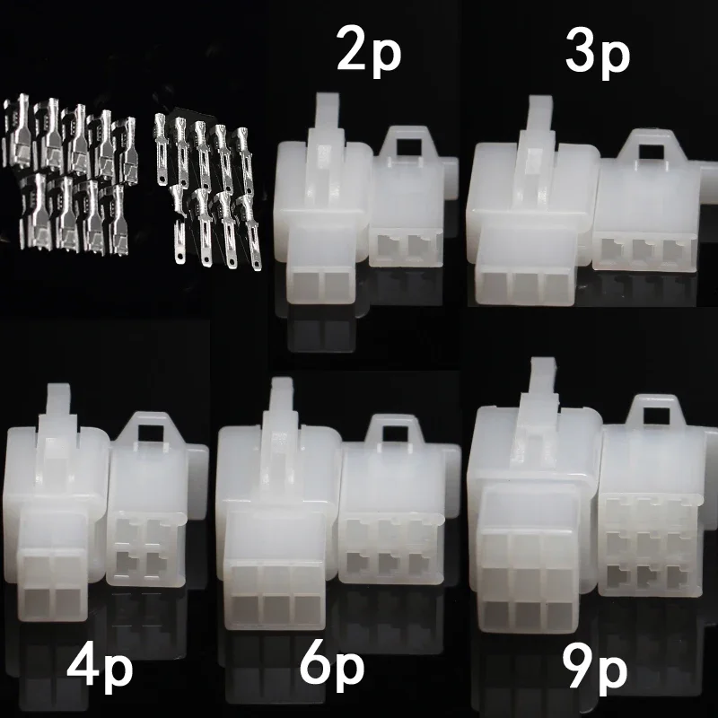 10Sets 2.8mm Automotive Electrical Connector Kit 2/3/4/6/9 Pin Waterproof Male Female Terminals for Car Motorcycle Wiring