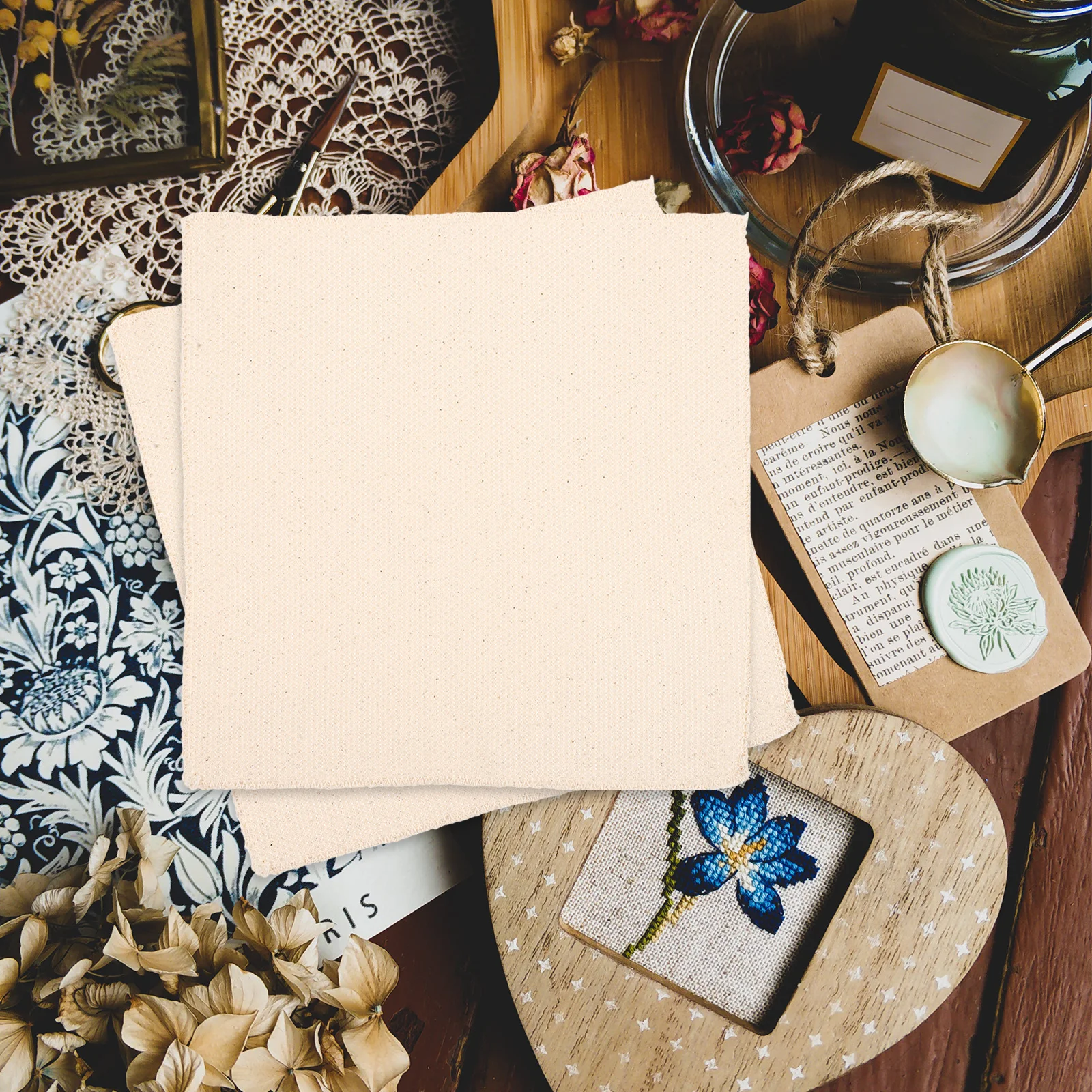 

5 Sheets Cross Stitch Fabric Durable Polyester Cotton Embroidery Cloth Portable Roll Fold DIY Gridding Cloth for Sewing