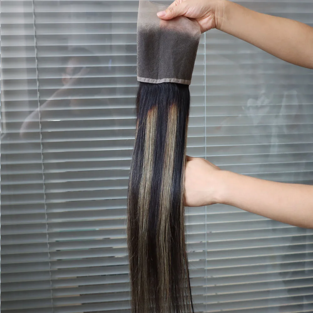 13x4 13x6 الشعر البشري الدانتيل إغلاق أمامي البرازيلي تسليط الضوء على البيانو اللون 4x4 5x5 الدانتيل إغلاق 1B # 27 هبوط السفينة بالجملة رمادية