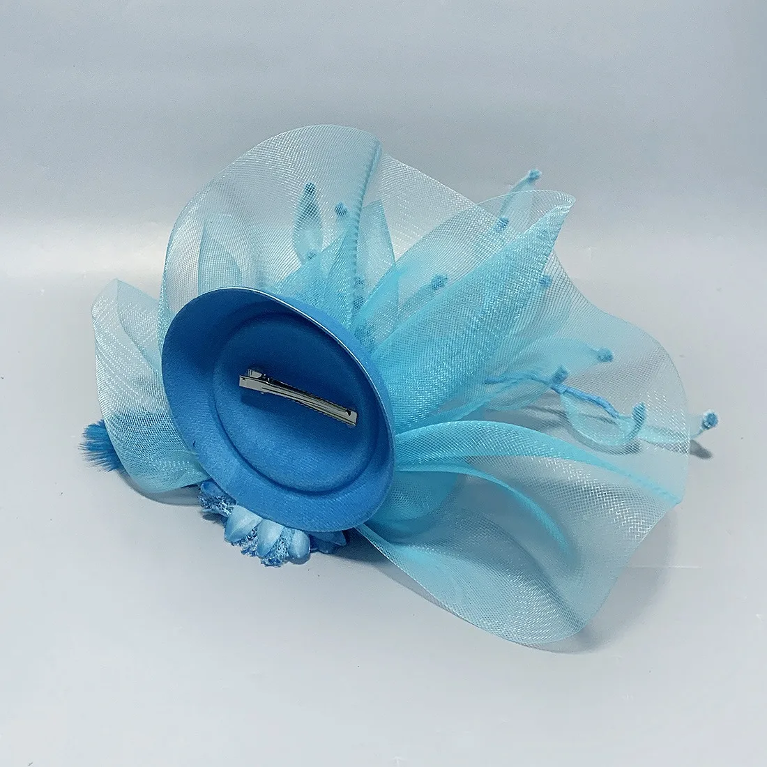 Lady Fascinators Flower Headband with Hair Clip, Pillbox Hat Cocktail Tea Party Headwear with Veil and Feather for Women