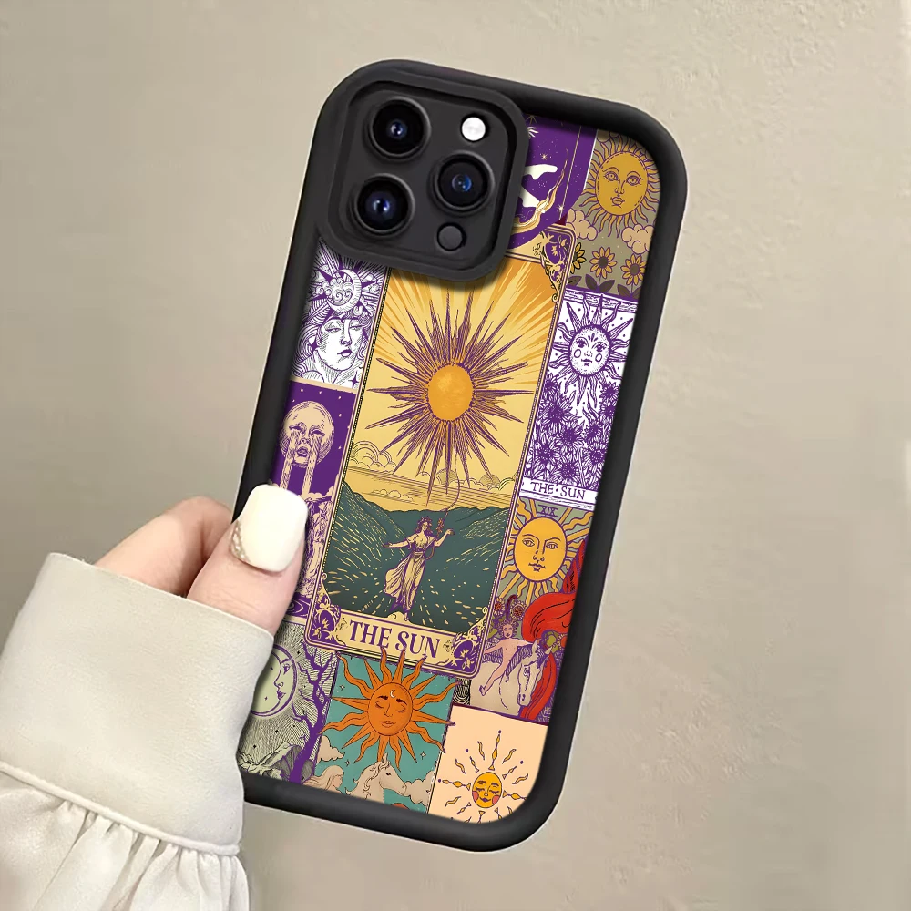 Vintage Sonnen-Tarotkarten Schlaufen-Handyhülle für iPhone 13 14 15 16 17 Pro Max 15 14 Plus 17 E Stoßfeste Matte Silikonhülle – Detail 5