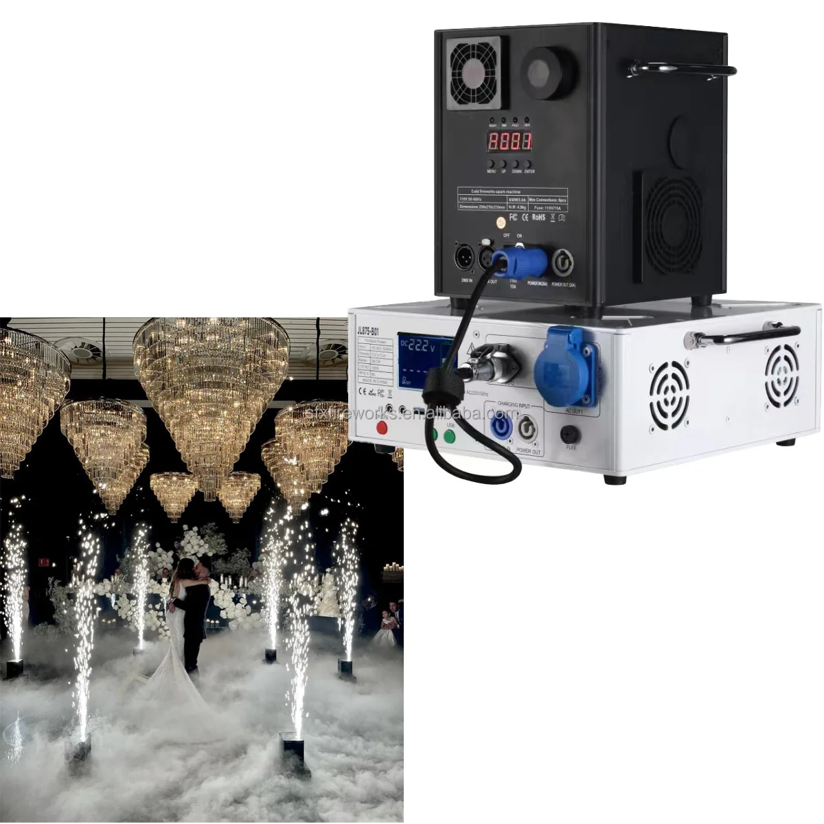 1500W Battery Powered Cold Spark Machine With LED Party Lights Metal Supply Rechargeable Portable For Stage Bar Wedding