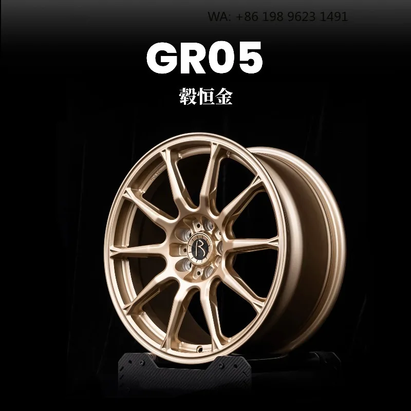 High End Customized Wheel Hub Multiple Inch Deep Concave Forged Alloy Rims, 5x3 PCD Gold Polished Finish, Single Piece Sporty C