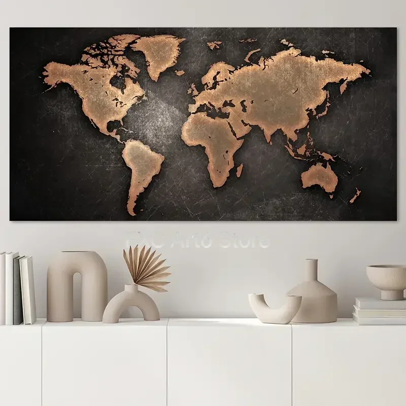 1PC frameless  Canvas Poster, Modern Art, World Map Wall Art-Canvas Poster, Huge Size Fashion Home Decoration, Gift For Friends,