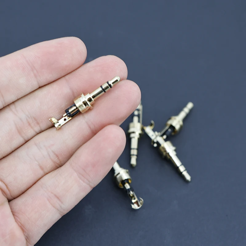 Shell-less Gold-Plated 3.5mm Stereo Headphone Plug 3Pin with M7.5 Thread 8.0mm Disk Audio Connector A7