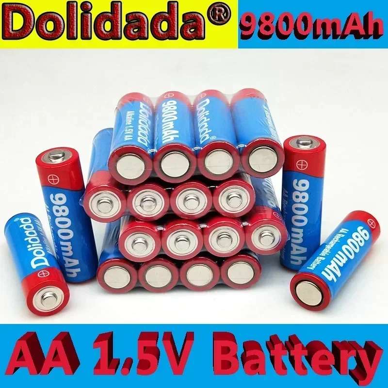 2-100 Uds 2024 nueva batería recargable AA 9800mah 1,5 V nueva batería alcalina recargable para juguete con luz Led Mp3