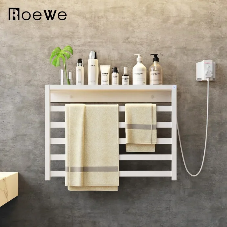 stainless steel electrothermal towel rack with shelf bathroom wall hang radiator electric towel rail towel warmer rack