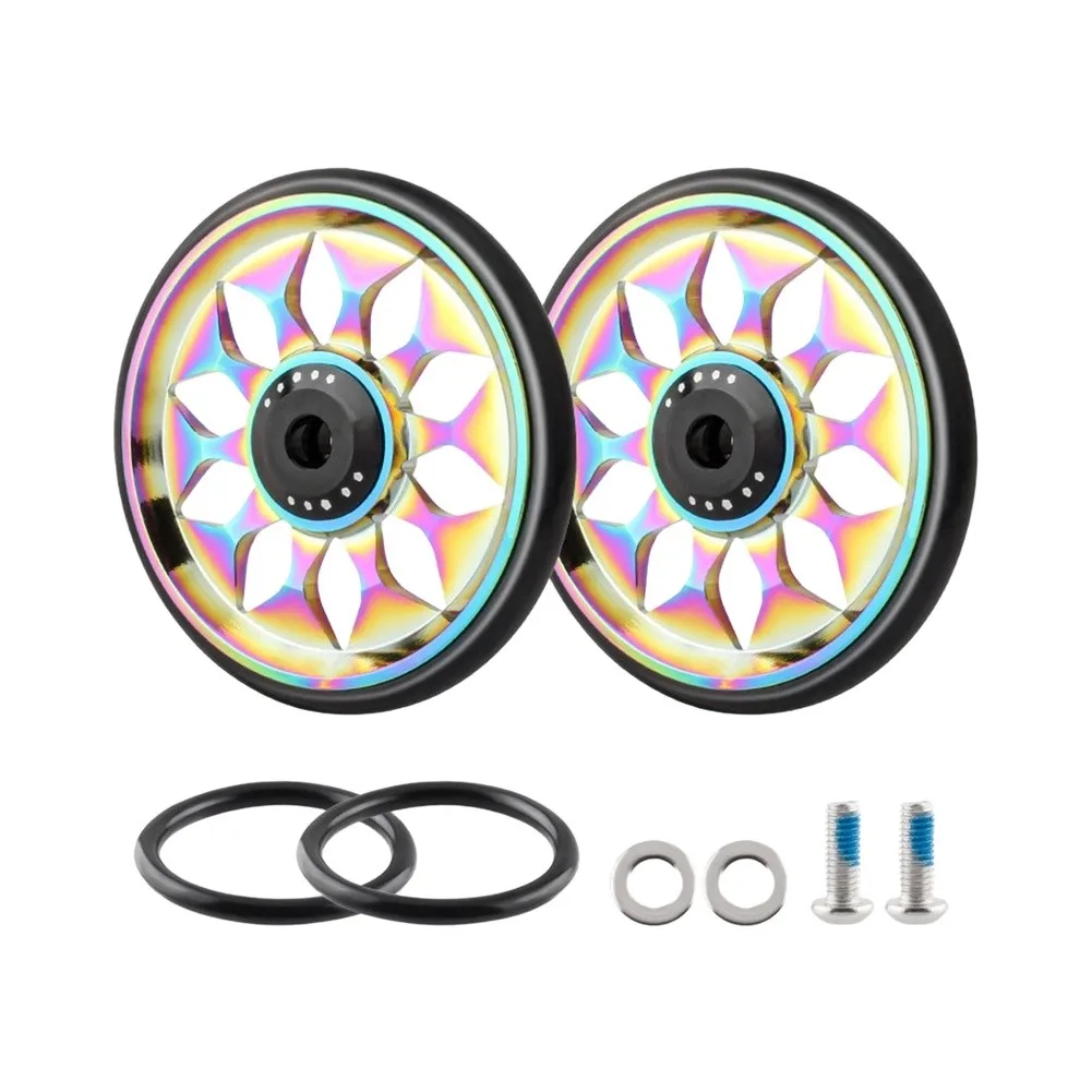 Silent Folding Wheel Set 64mm Folding Bike Wheels Wear-resistant Nitrile Rubber Hollow Flower Aluminum Frame Bicycle Wheels