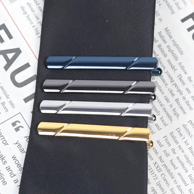 1PC Tie Clip Men Metal Tone Simple Clasp Practical High Quality Black Navy Blue Necktie Clasp Copper