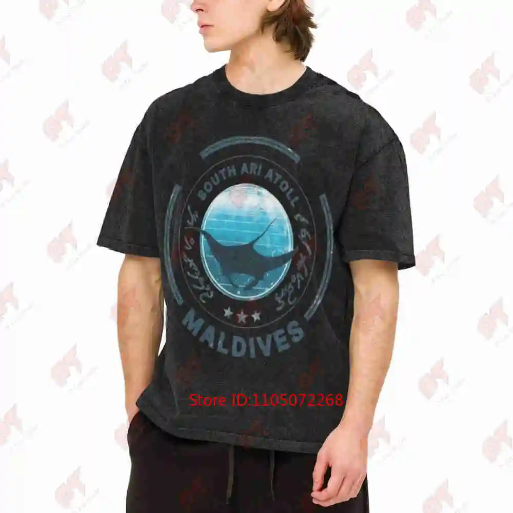 Maldives Manta Dive Islands Vintage Washed Tee Pure Cotton T-Shirt