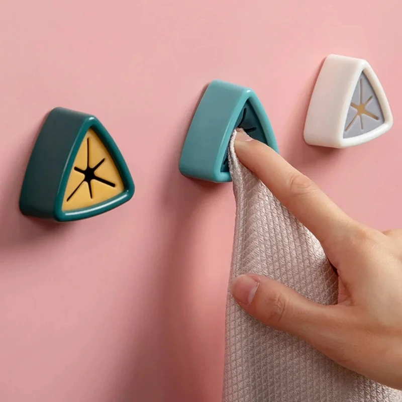 Towel Plug Holder Self Adhesive Wall Mounted Bathroom Hook Storage Rack Waterproof Kitchen Rag Dishcloth Clip Organizer Hooks