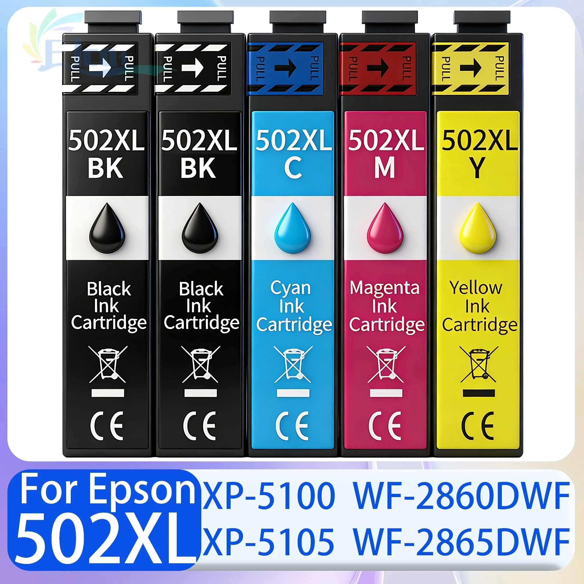 T502XL 502 502XL Ink Cartridge with Chip Compatible for Epson Expression Home XP-5100 XP-5105 WorkForce WF-2860DWF 2865 Printer