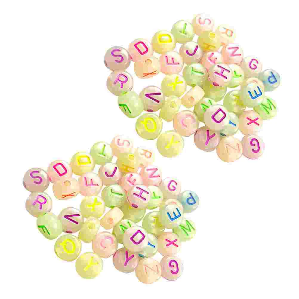 720pcs Luminous Letters Beads Material Handcraft Loose Beads Round Diy Bracelet Jewelry Beads glow in the dark letter beads