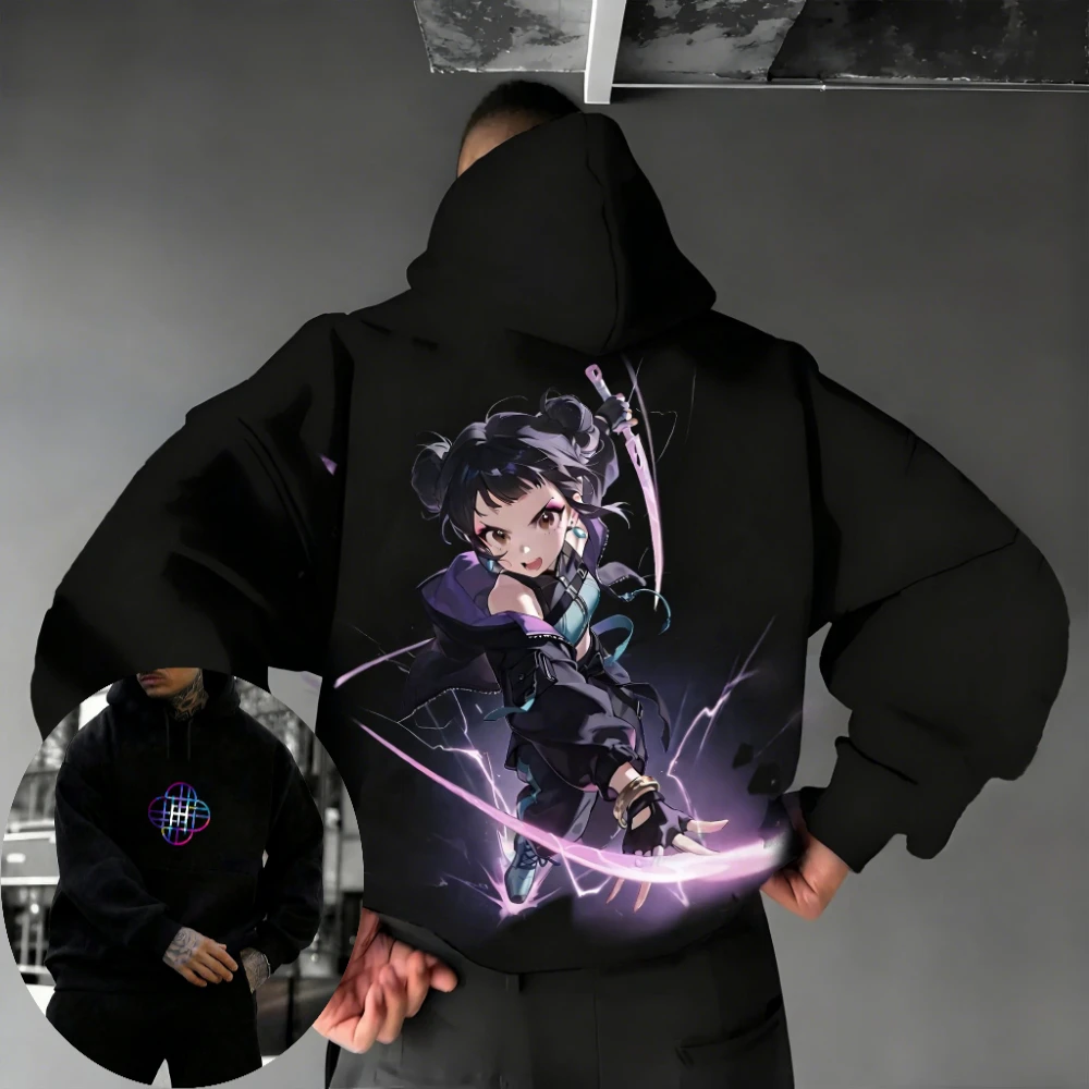 K-Pop: Moletom com Capuz Demon Hunters para Homens e Mulheres, Suéter Retro de Manga Longa para Meninos e Meninas, Conjunto Pai-Filho