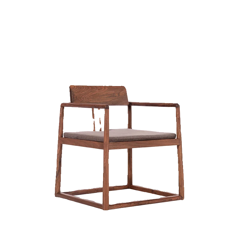 New Chinese Solid Wood Tea  North American Black Walnut Book   Chinese Zen Meditation Chair Backrest Master Chair