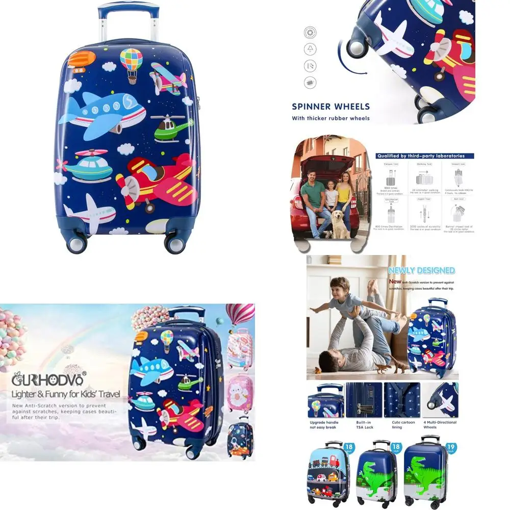 

Children's Hardshell Spinner Luggage with 4 Wheels - Toddler Travel Suitcase for Boys and Girls