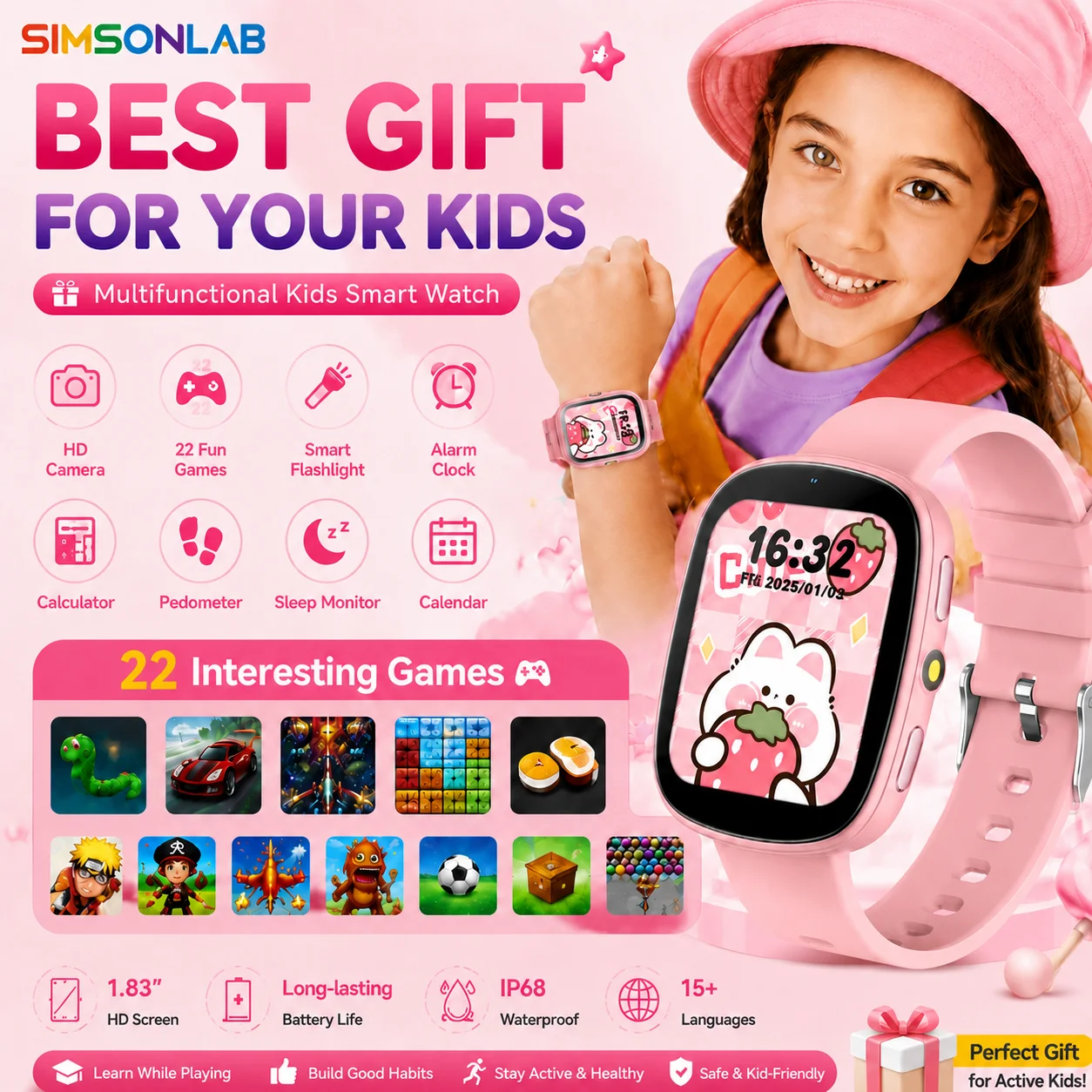 2026 Kids Smartwatch 1.83” HD Touch Screen Watch for Childre