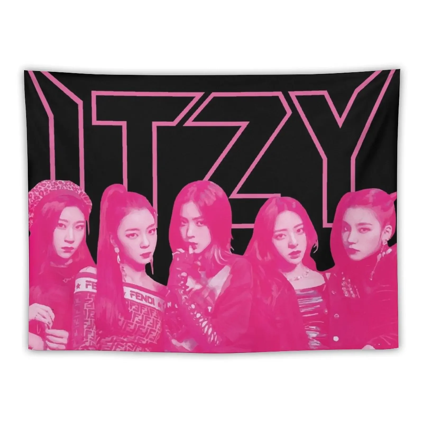 Metal ITZY - Pink (Black version) Tapestry Decorative Wall Murals Cute Room Decor Decorations For Your Bedroom Tapestry