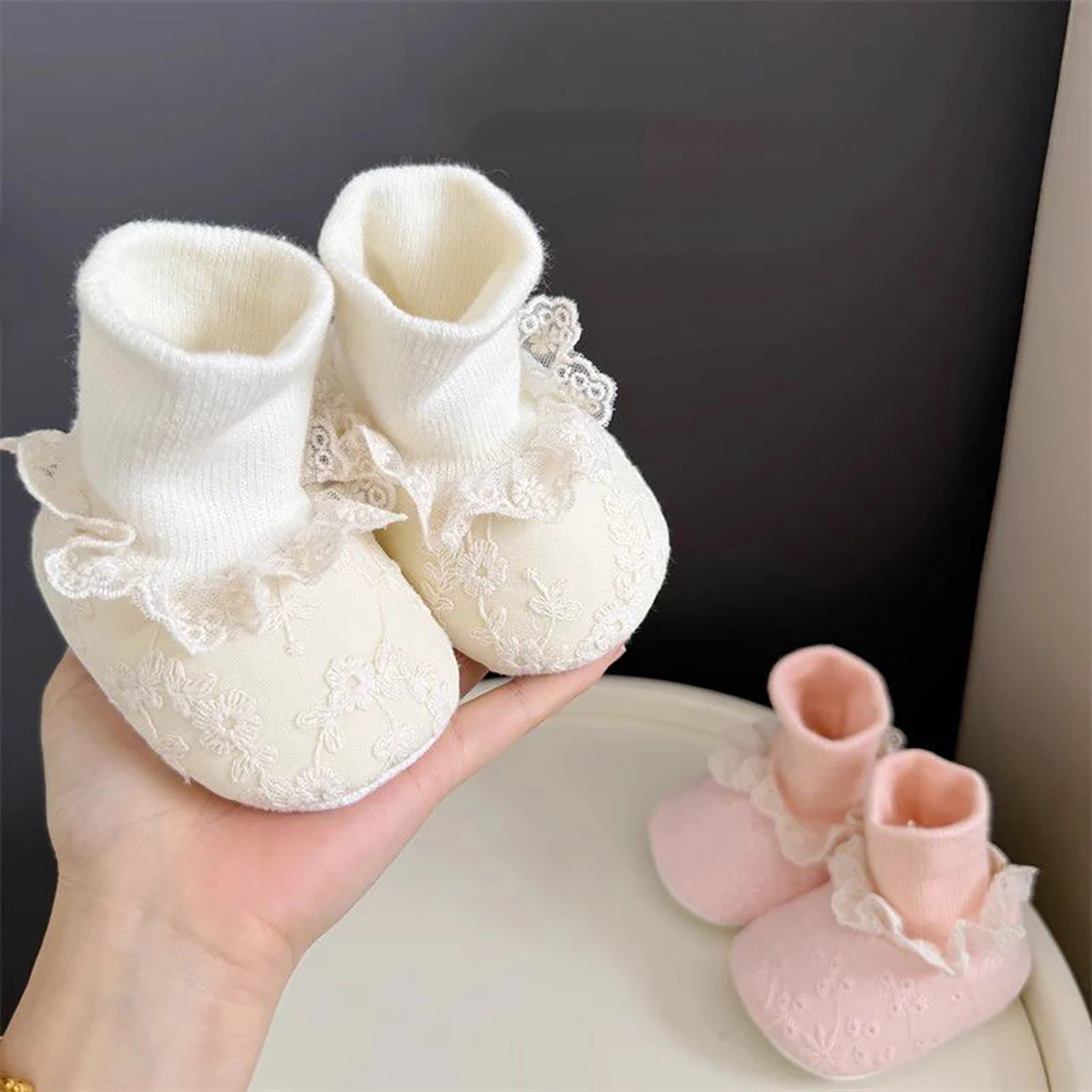 

Lace Ruffle Princess Socks Pure Cotton Soft Sole Shoes Newborn First Walkers 0-1Year Kids Sneakers Spring Autumn Baby Footwear