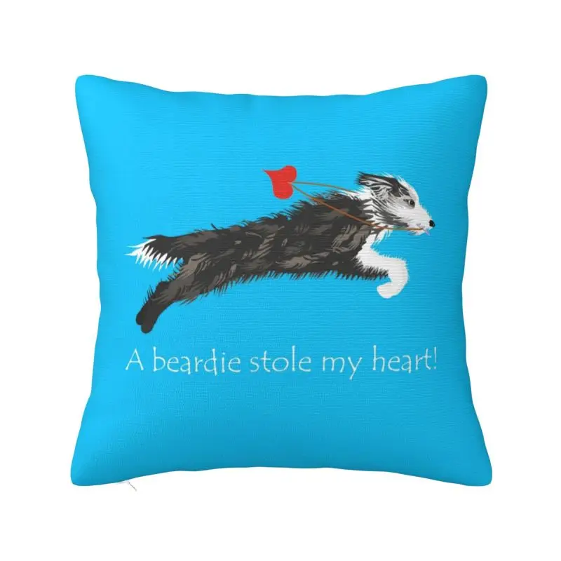 

Custom Bearded Border Collie Heart Pillow Decorative Animal Pet Modern Cushion Cover Square Pillowcase