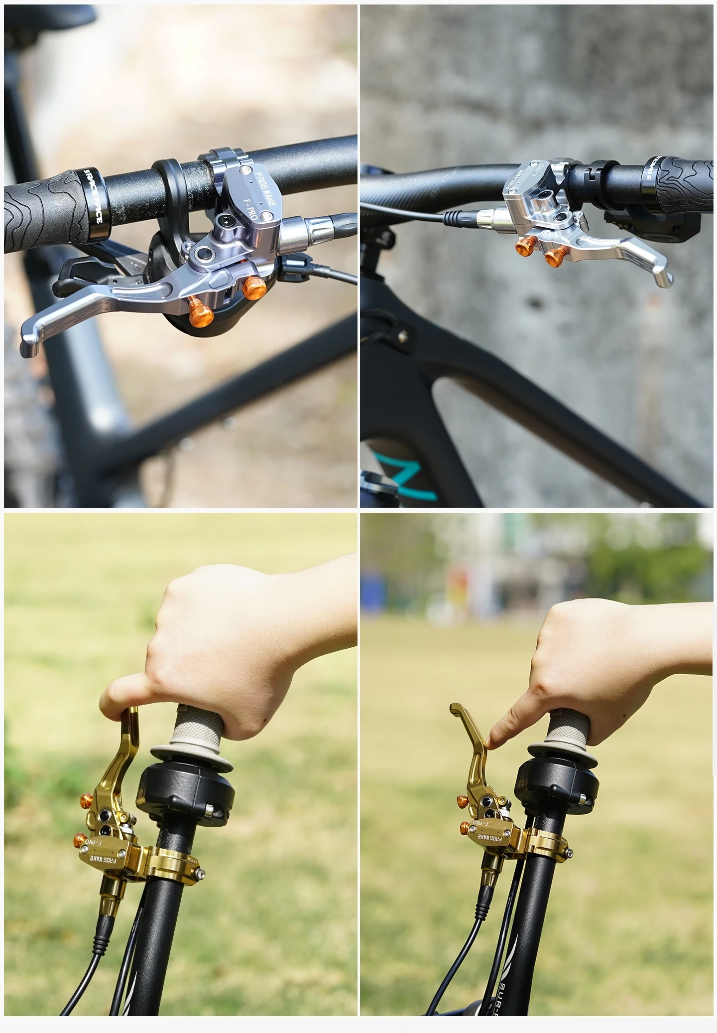 FROG WAKE F-PRO Gold / Silber / Grau / Schwarz 4-Kolben Hydraulisches Scheibenbremsen-Kit Split-Typ für SURRON LIGHT BEE, MTB, Motorrad – Detail 23
