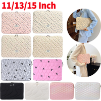 Flower Printed Laptop Carrying Case Quilted Notebook Case Protective Cute Computer Sleeve for 11-15 Inch Laptop Tablet