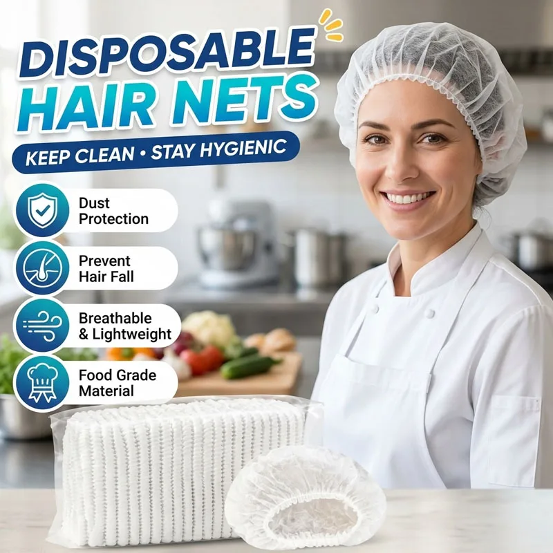 Disposable Non-woven Head Cover Dustproof Anti Hair Loss Lightweight Comfortable Stretchable Restaurant Bakery Hygiene Cap